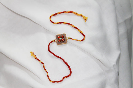 Square Teracotta-Kundan Eco-Luxury Rakhi Avante Meraki