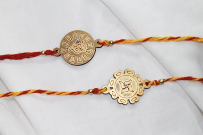 Set of 2  - OM & Swastik MDF Eco Rakhi Avante Meraki